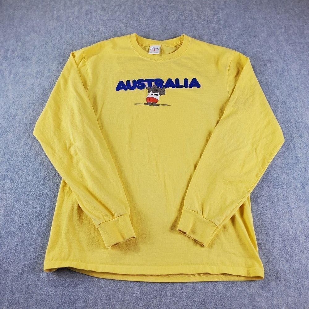 Noah NYC Shirt Mens Medium Yellow Koala Bear Graphic Long Sleeve